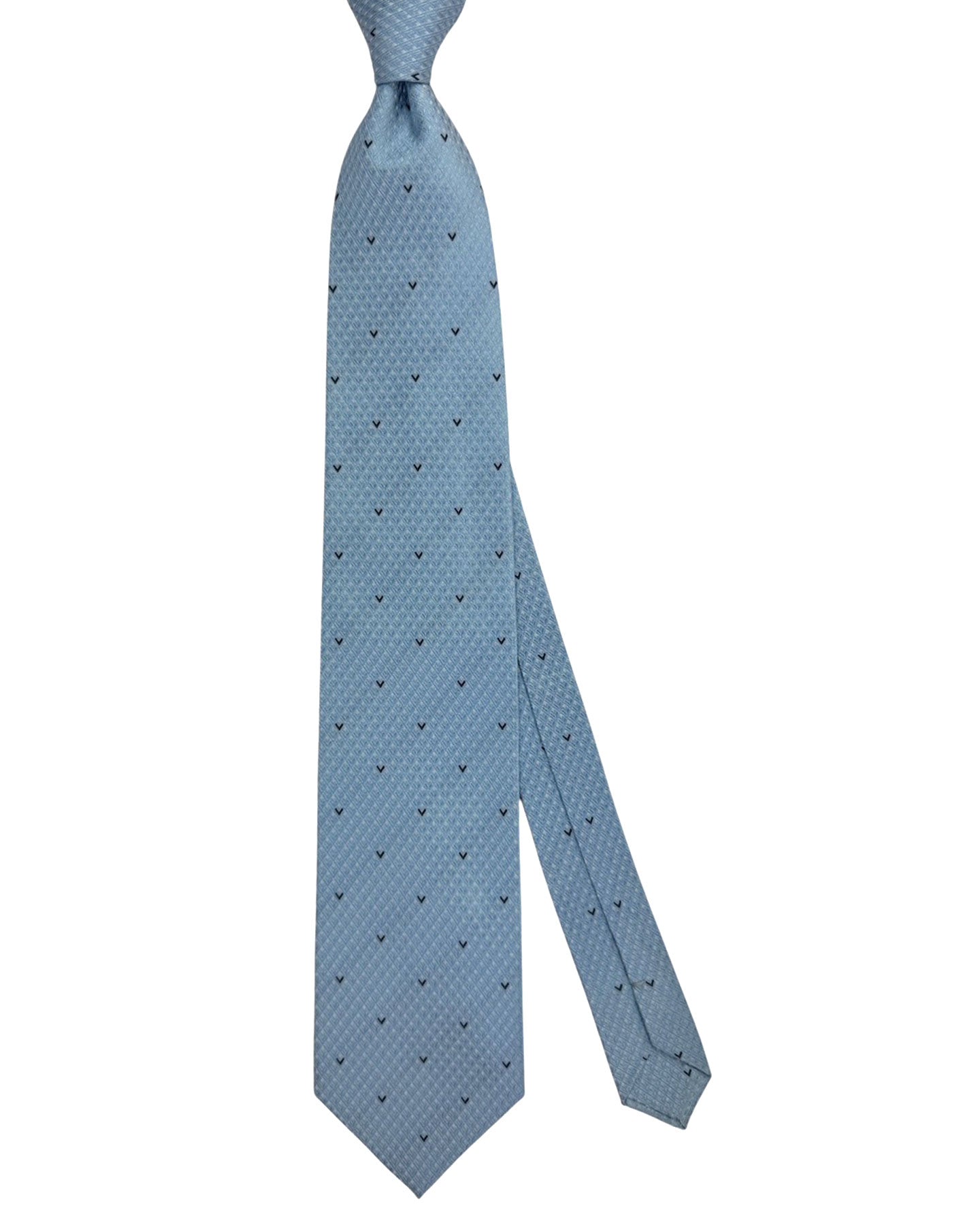 Valextra Silk Tie Sky Blue Design - Luxury Wide Necktie