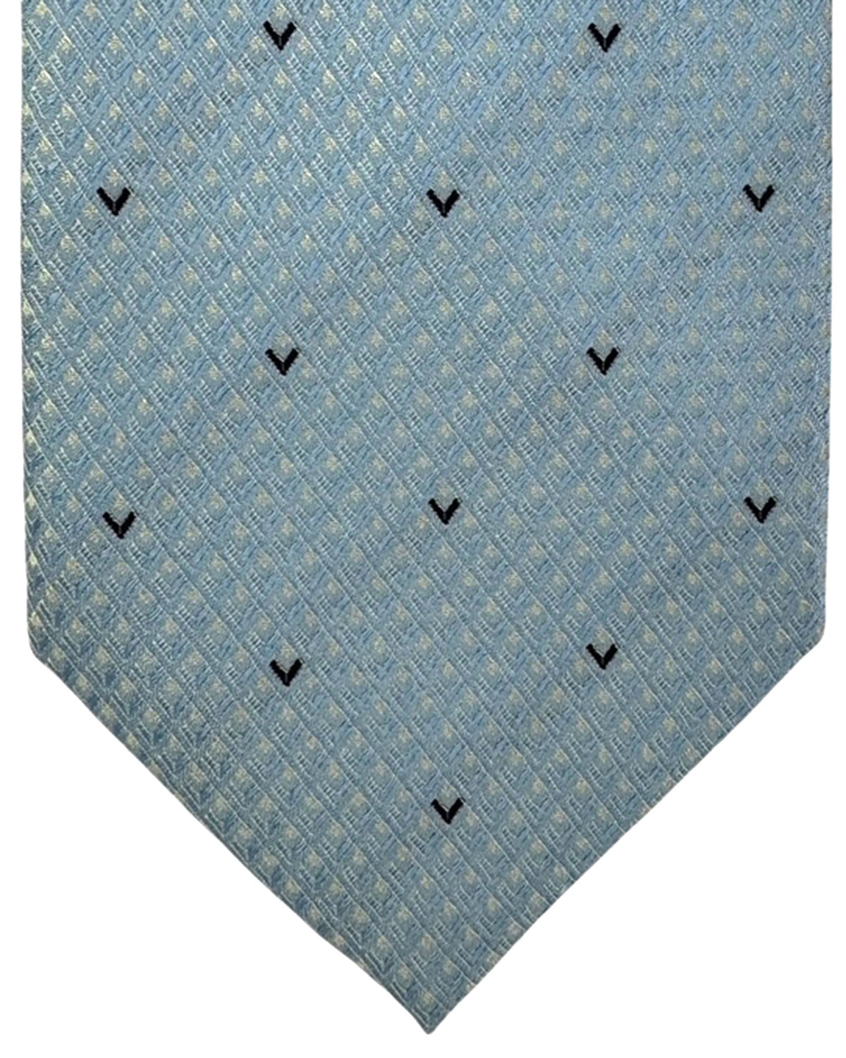 Valextra Silk Tie Sky Blue Design - Luxury Wide Necktie