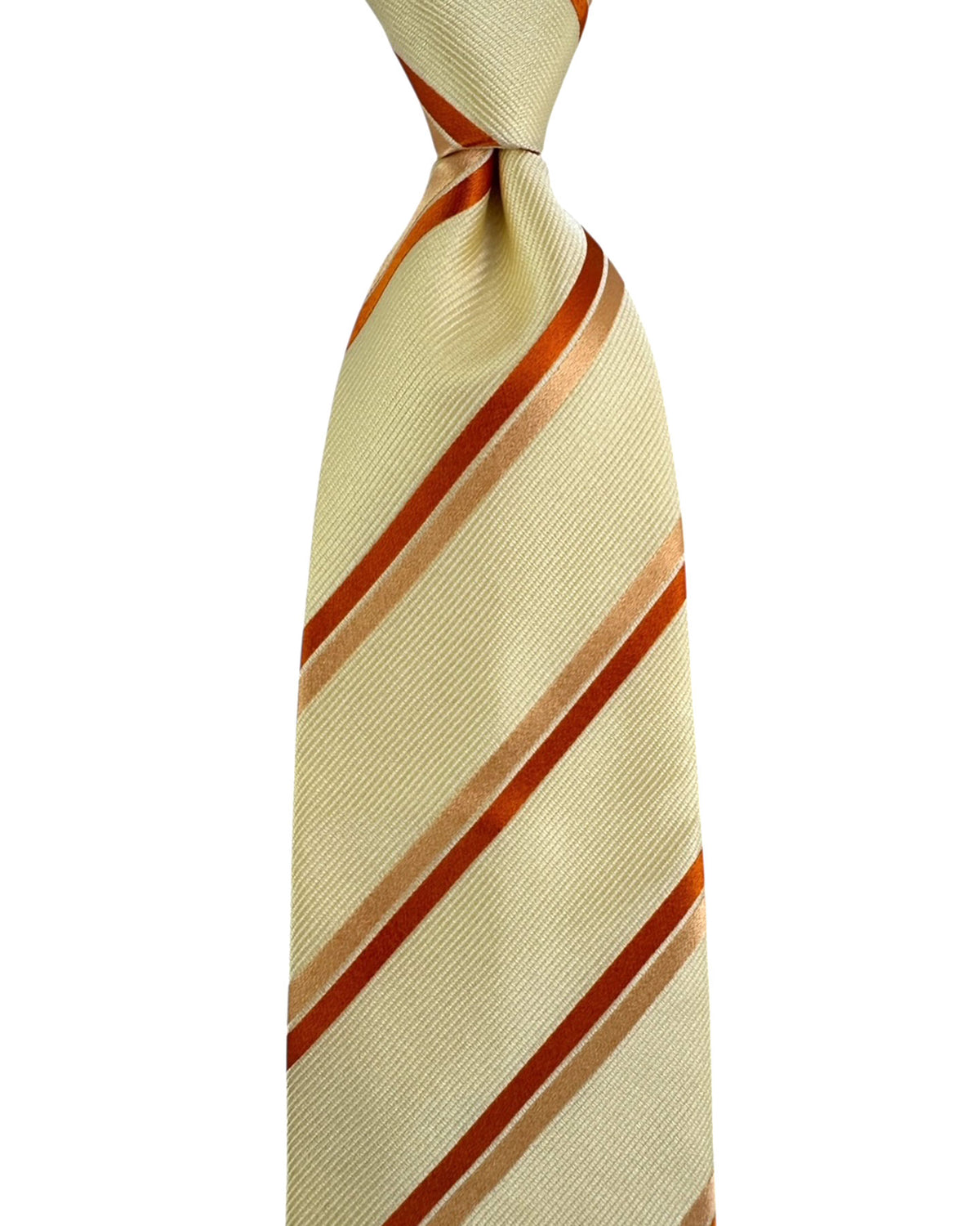 Valextra Silk Tie Peach Cream Stripes - Wide Necktie FINAL SALE