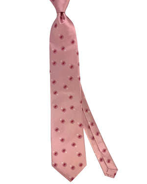 Valextra Silk Tie Pink Dandelions Design - Luxury Wide Necktie