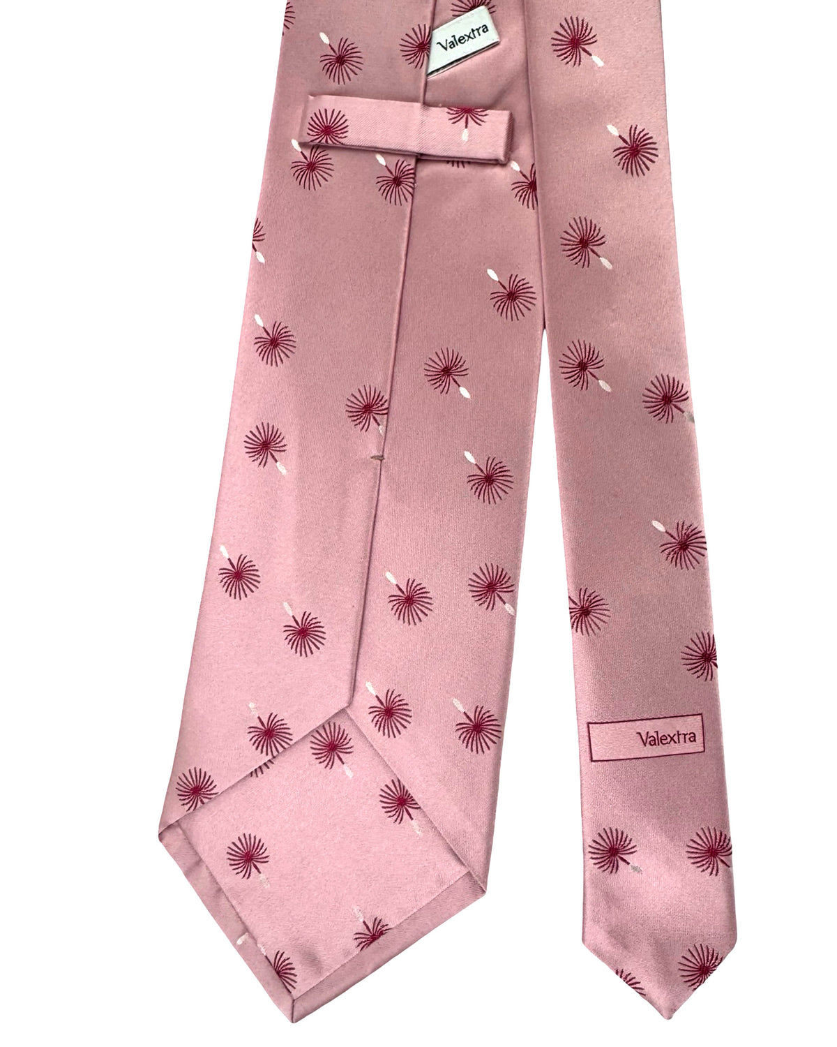 Valextra Silk Tie Pink Dandelions Design - Luxury Wide Necktie