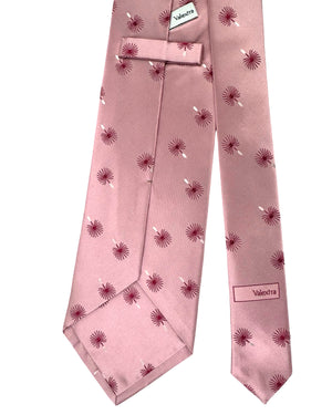 Valextra Silk Tie Pink Dandelions Design - Luxury Wide Necktie