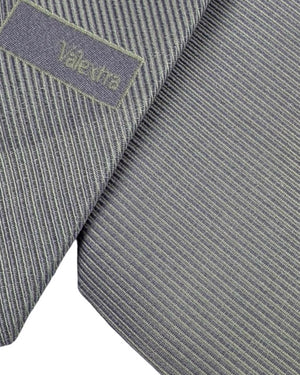 Valextra Silk Tie Lilac Gray Grosgrain - Wide Necktie