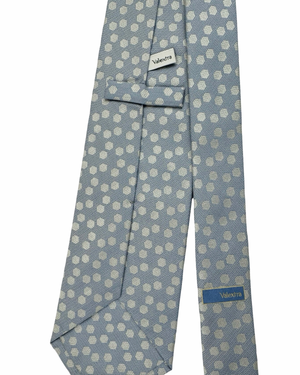 Valextra Silk Tie Blue Gray Silver Hexagon Design - Wide Necktie