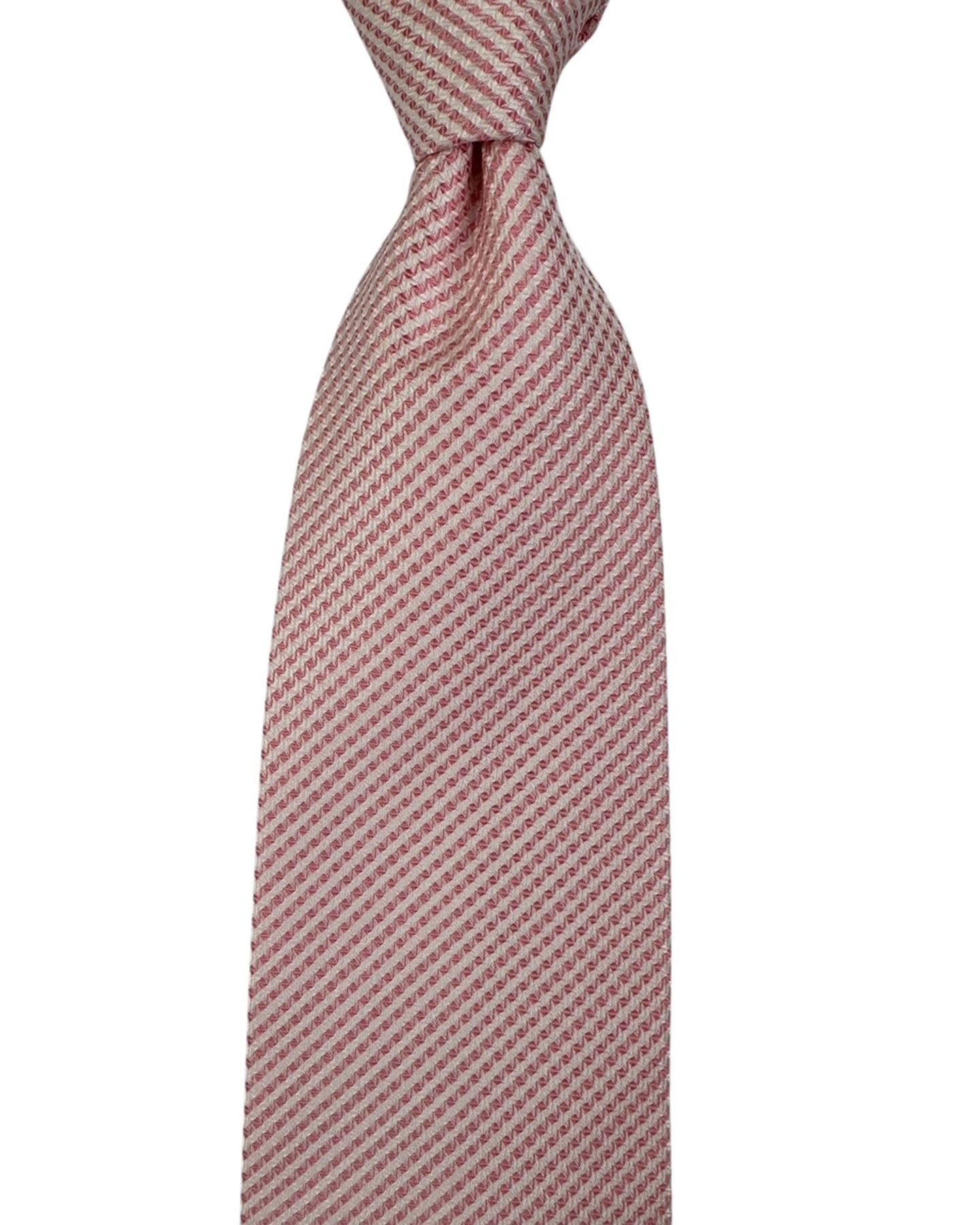 Valextra Silk Tie Pink And White Micro-Check 
