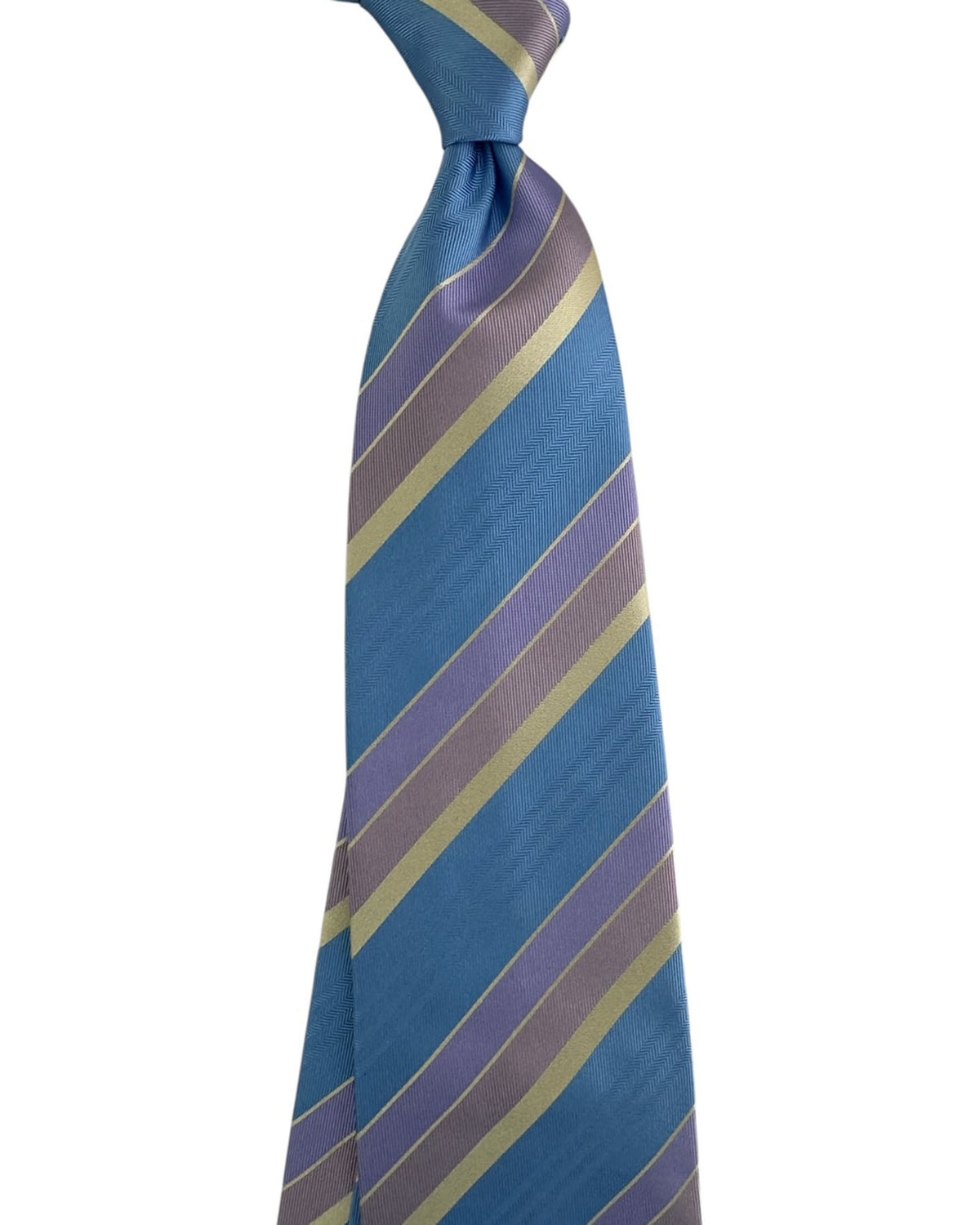 Valextra Silk Blue & Lavender Striped Design - Wide Necktie