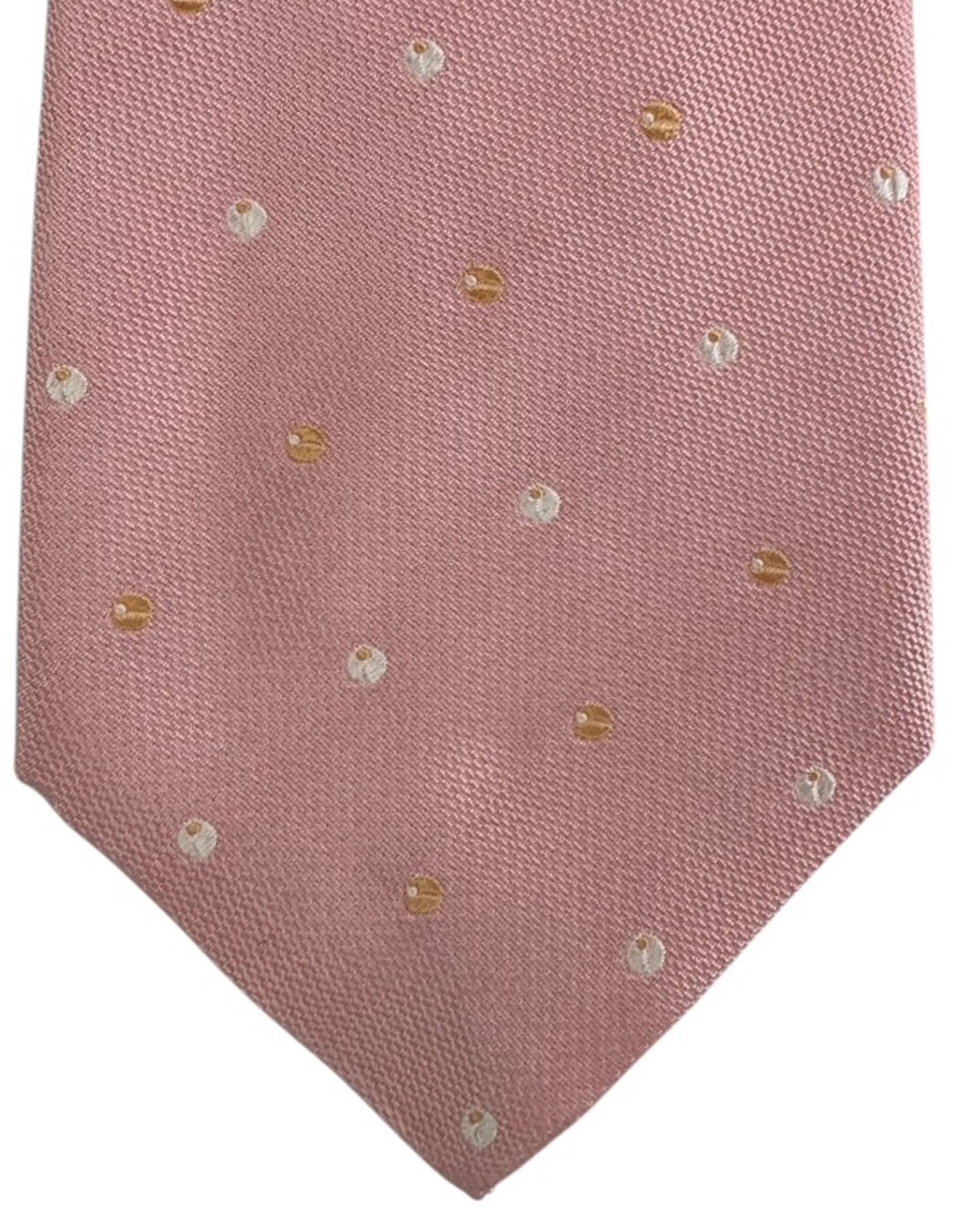 Valextra Silk Pink Polka Dot Design - Wide Necktie