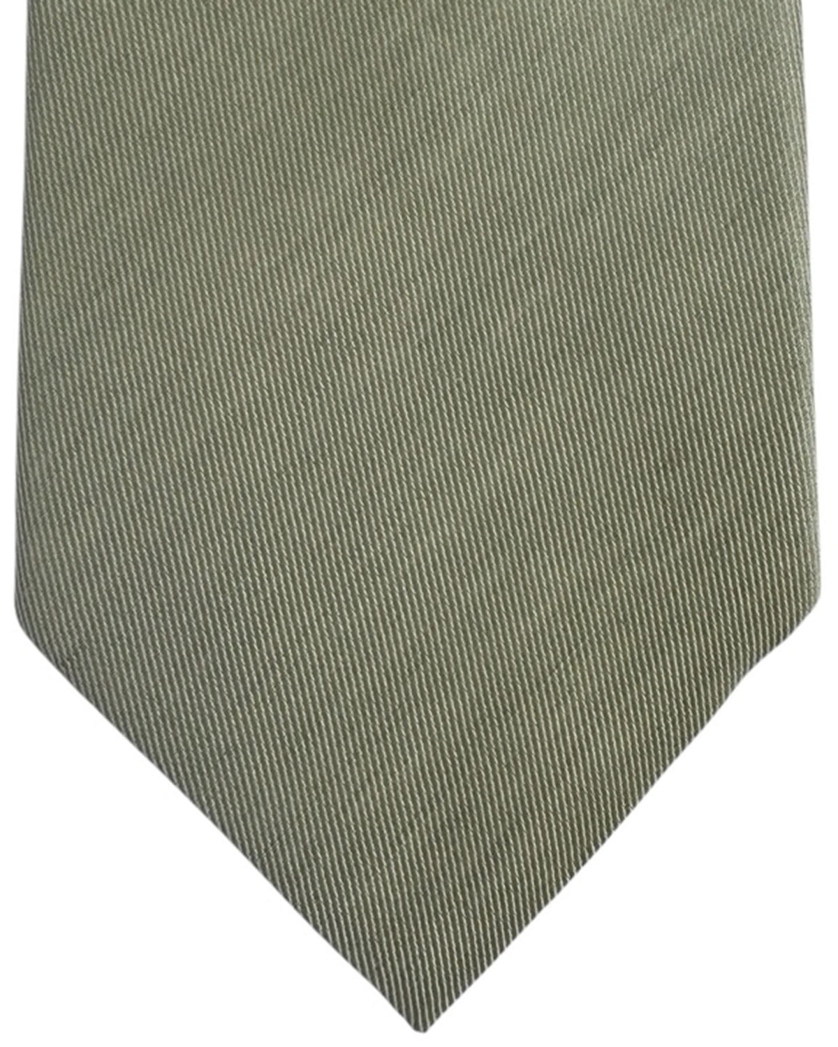 Valextra Silk Tie Solid Sage Green Twill Design - Wide Necktie