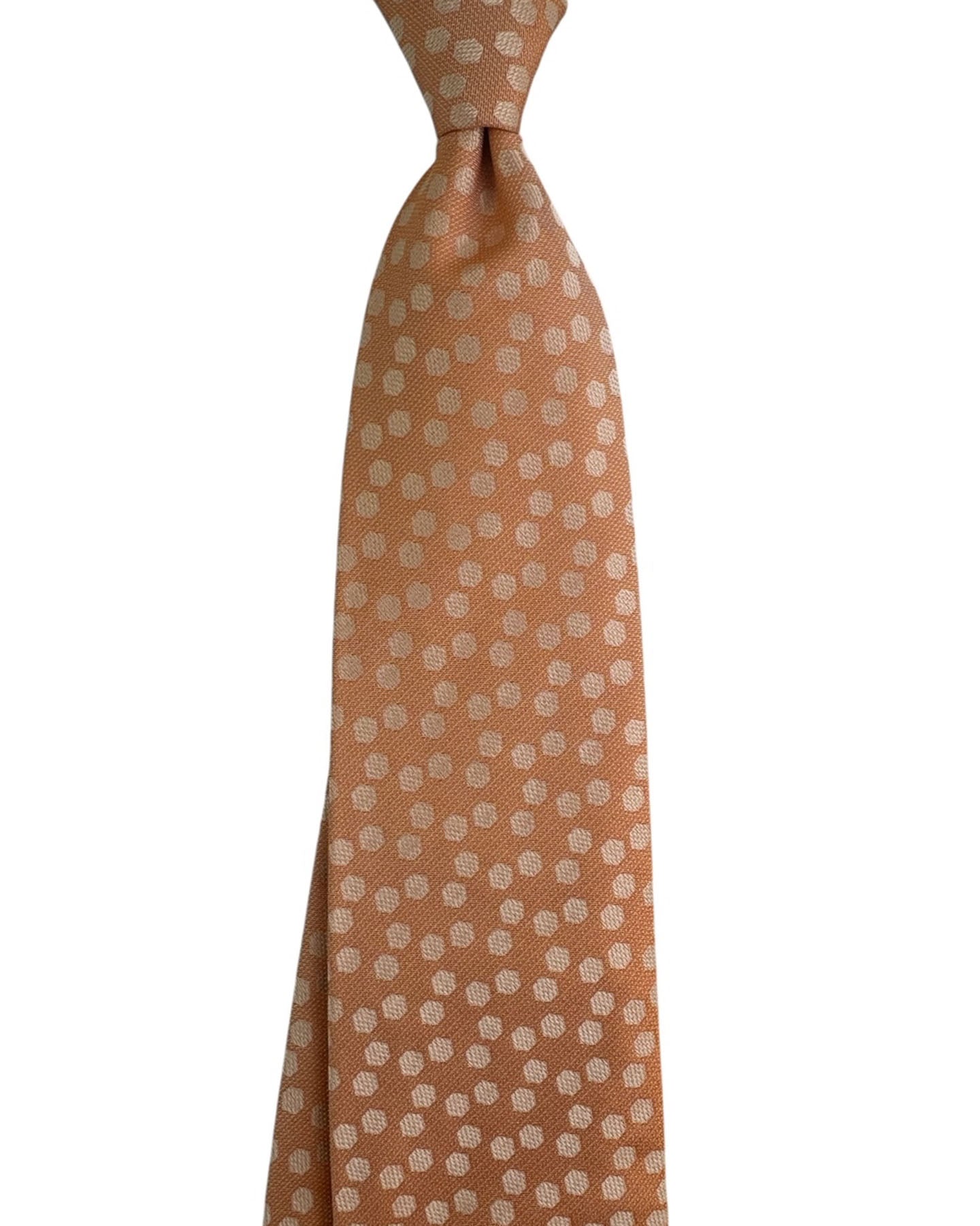 Valextra Silk Tie Peach Silver Polka Dots - Wide Necktie