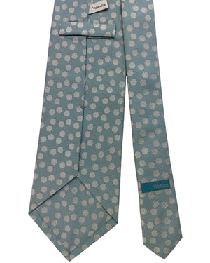 Valextra Silk Tie Aqua With Silver Polka Dots - Wide Necktie SALE