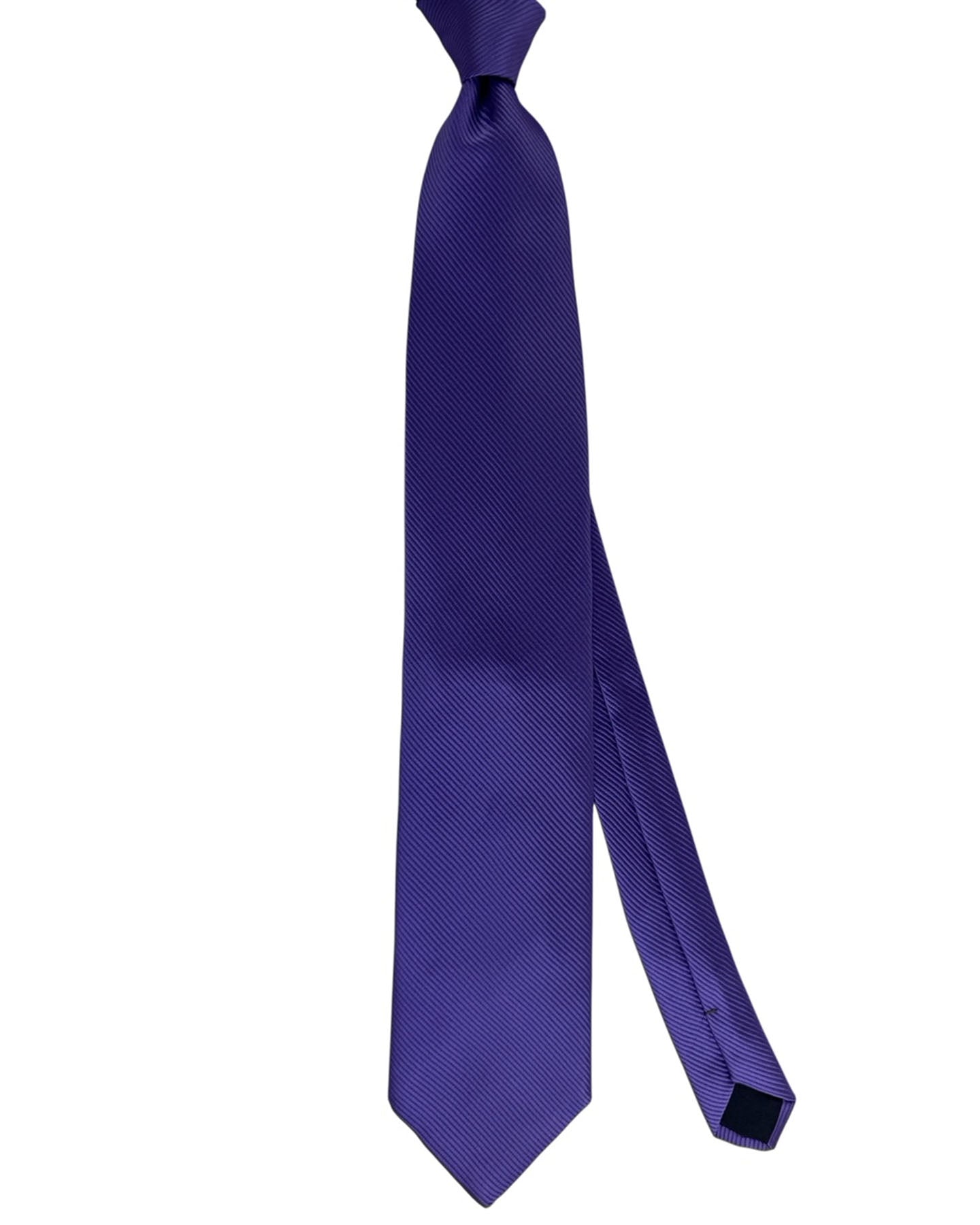 Valextra Silk Tie Solid Purple Grosgrain Design - Wide Necktie