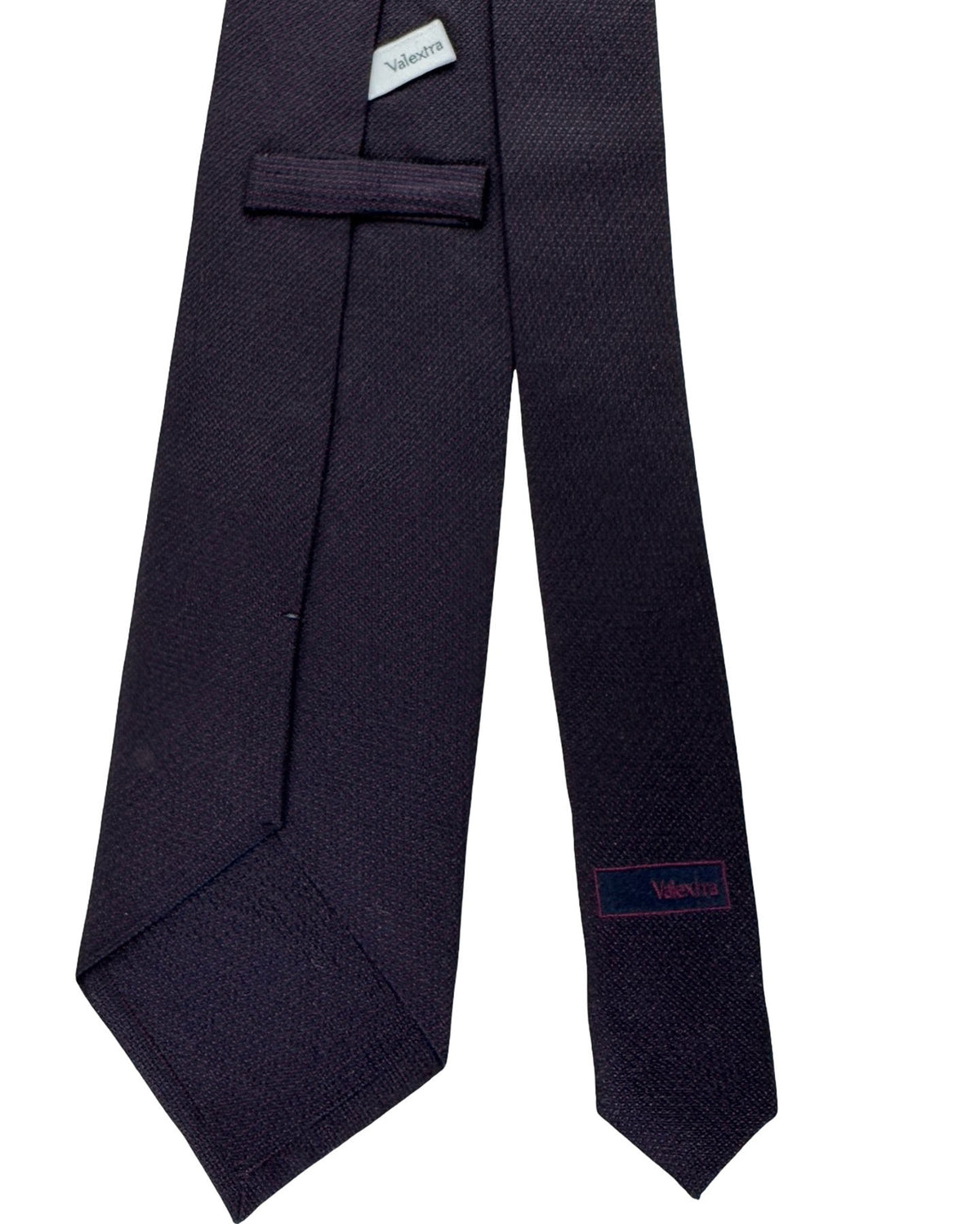 Valextra Silk Tie Midnight Blue & Brown Micro Weave - Wide Necktie