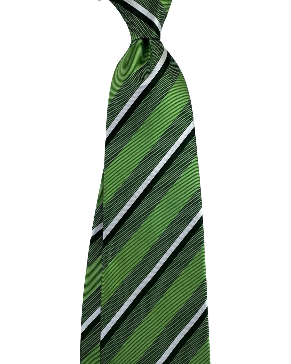 Valextra Silk Tie Green Stripes - Wide Necktie SALE