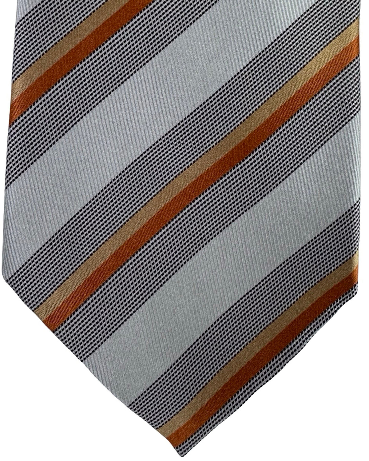 Valextra Silk Tie Gray Stripes - Wide Necktie
