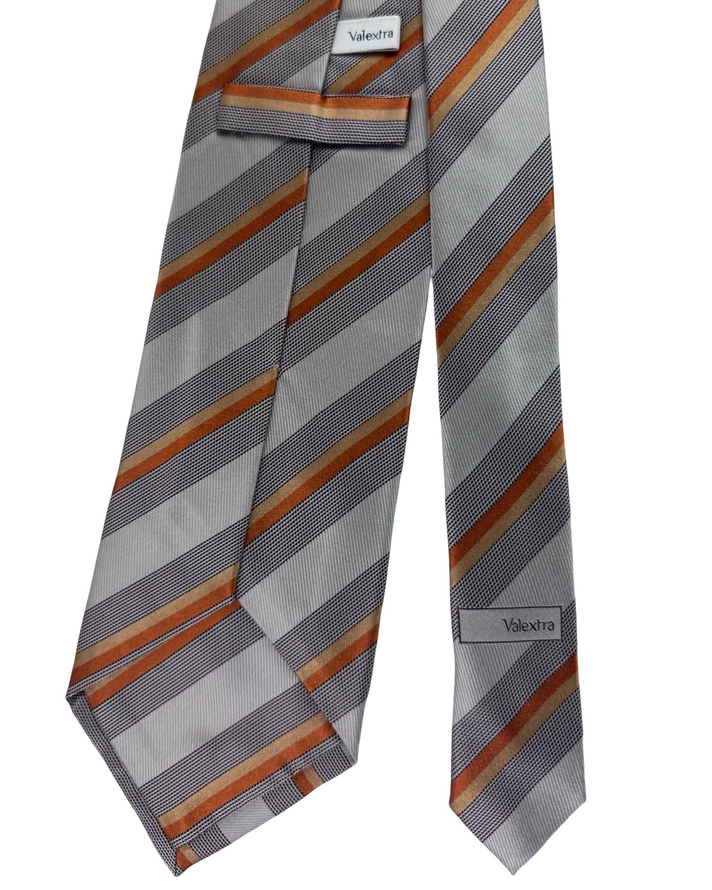 Valextra Silk Tie Gray Stripes - Wide Necktie