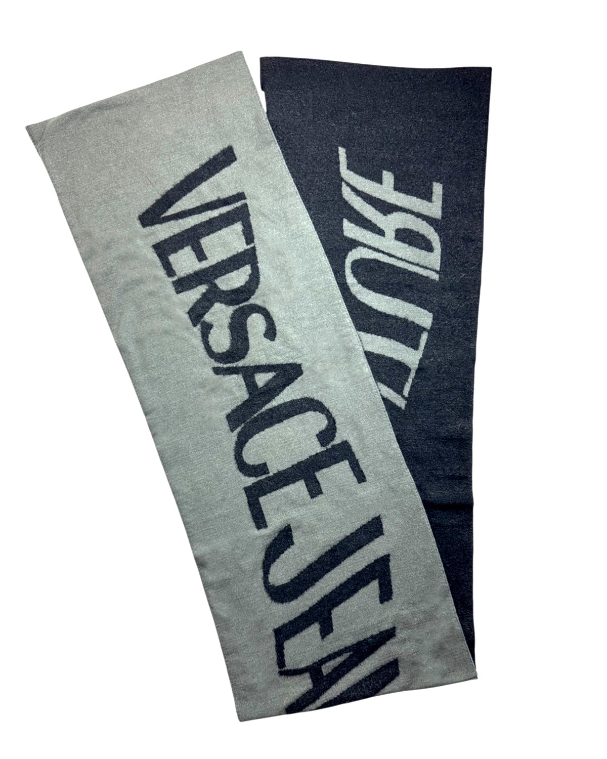 Versace Scarf Gray Black Logo -  Versace Jeans Couture - Fall/ Winter 2025/ 2026 Collection