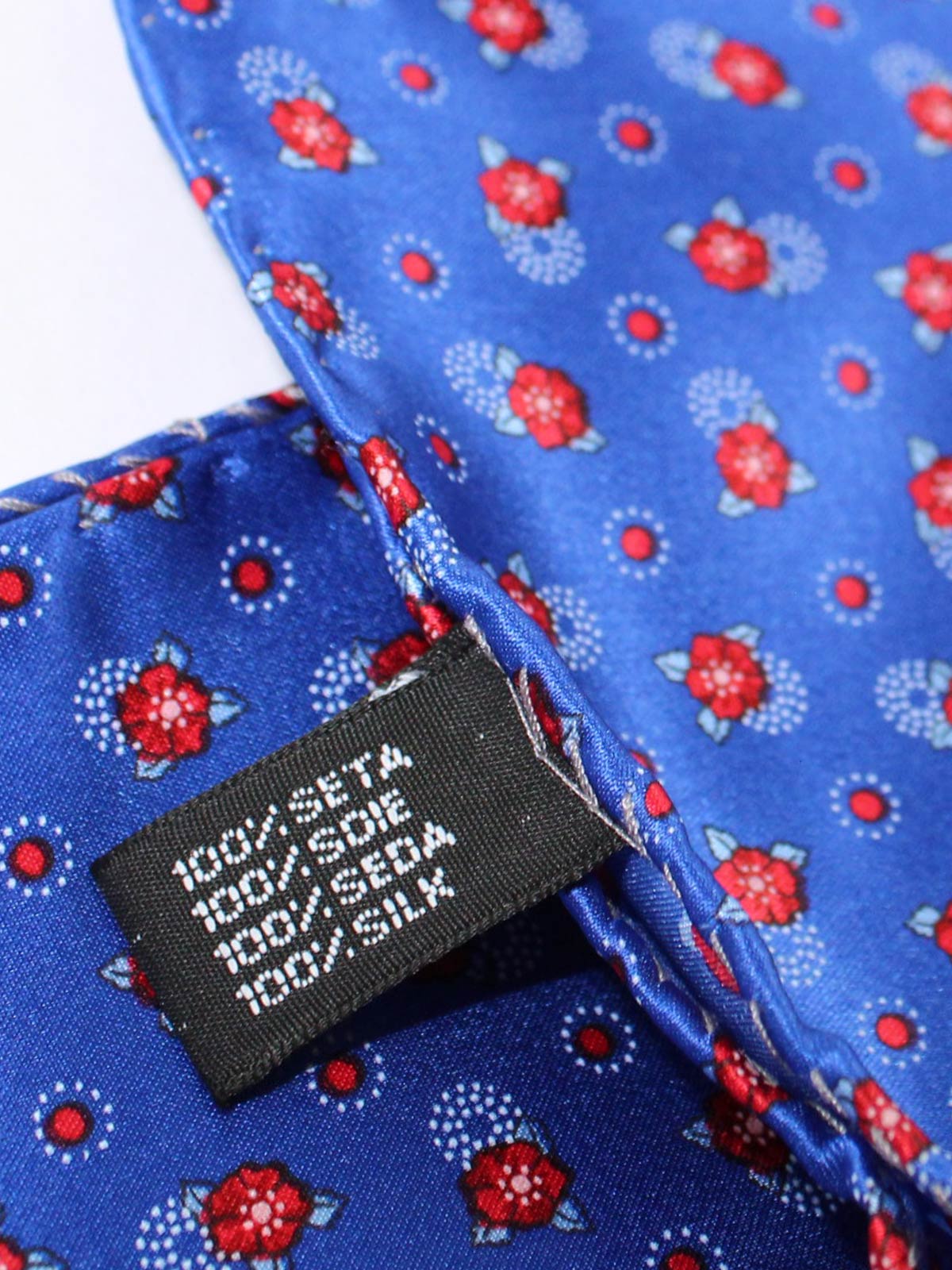 Vitaliano Pancaldi Pocket Square Royal Blue Red Floral