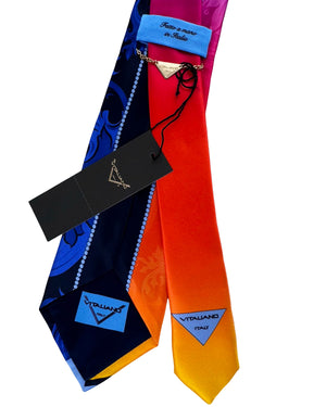 Vitaliano Pancaldi Silk Tie Royal Blue Design