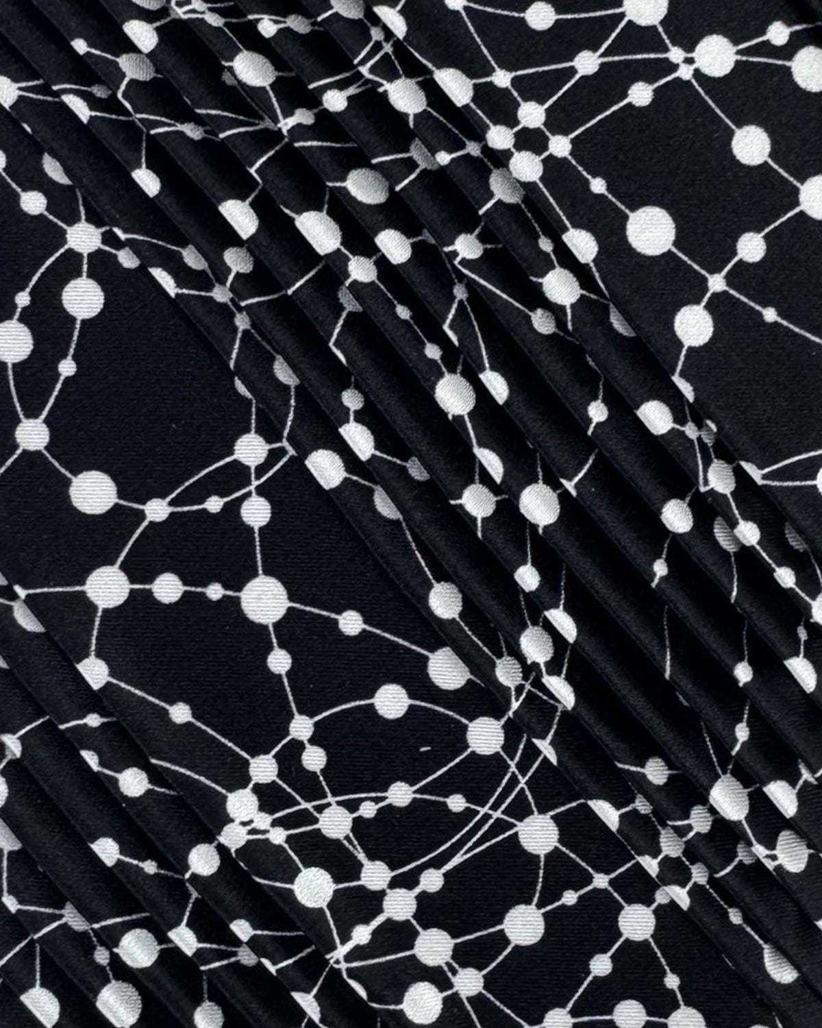 Vitaliano Pancaldi Pleated Silk Tie Black White Dots