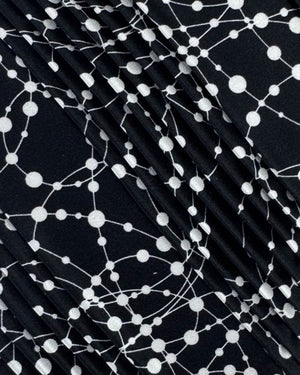 Vitaliano Pancaldi Pleated Silk Tie Black White Dots