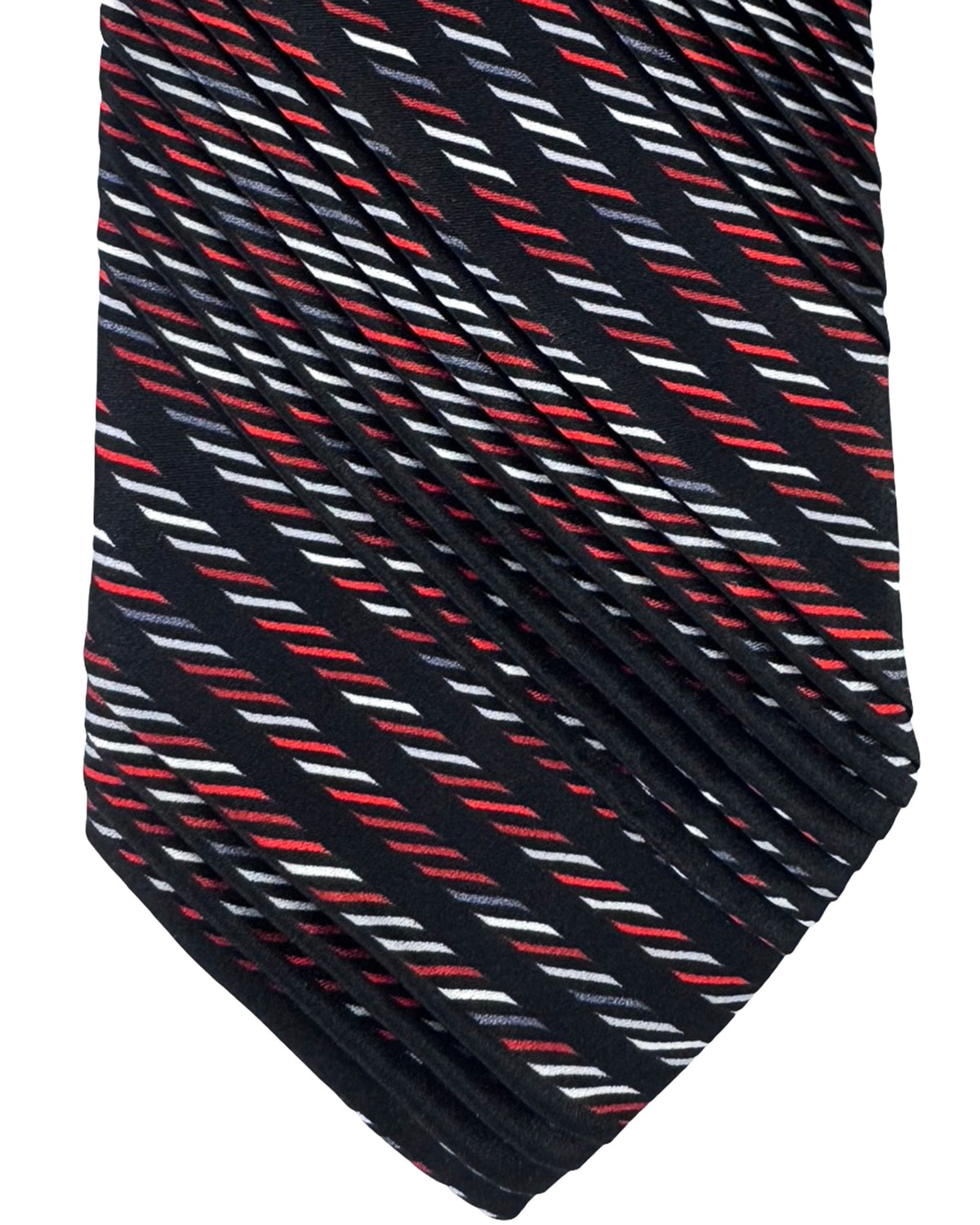Pancaldi Pleated Silk Tie Black Bordeaux