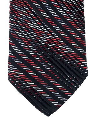 Pancaldi Pleated Silk Tie Black Bordeaux