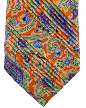 Vitaliano Pancaldi Pleated Silk Tie Orange Paisley