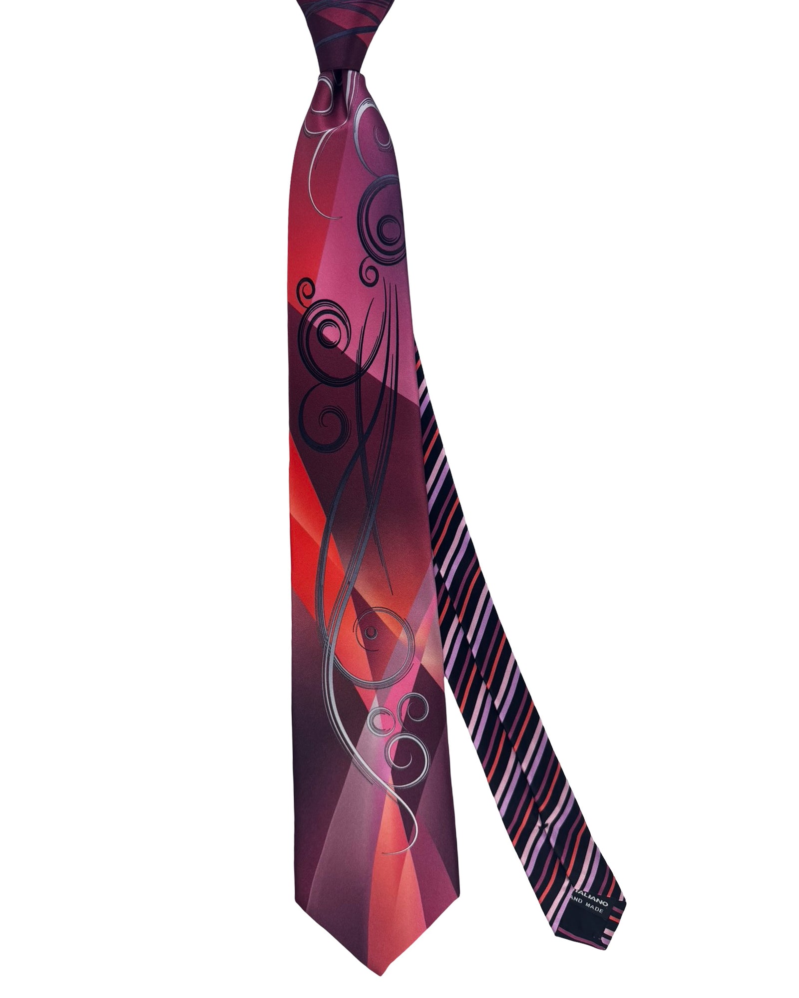 Vitaliano Pancaldi Tie Maroon Red Pink Silver