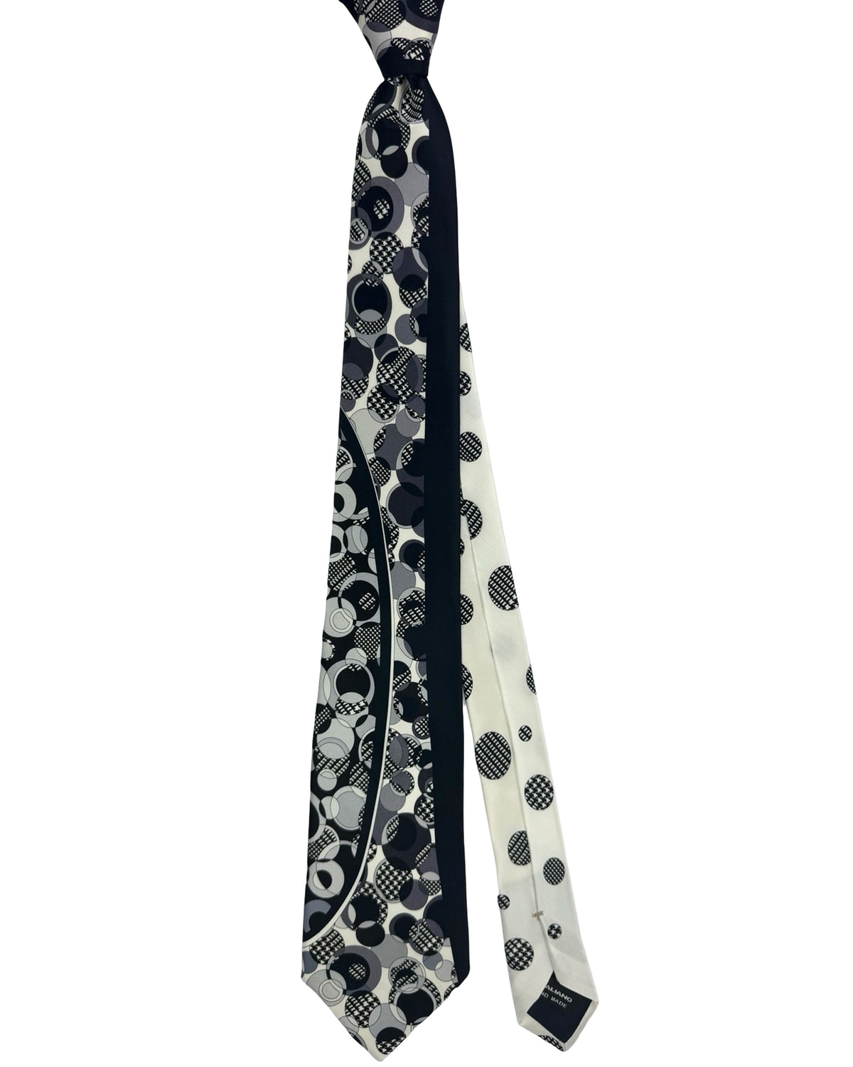 Pancaldi Silk Tie Black Gray Polka Dots