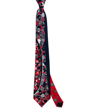 Vitaliano Pancaldi Silk Tie Black Gray Patterned Dots