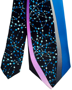 Vitaliano Pancaldi Tie Black Blue Purple Swirl & Dots