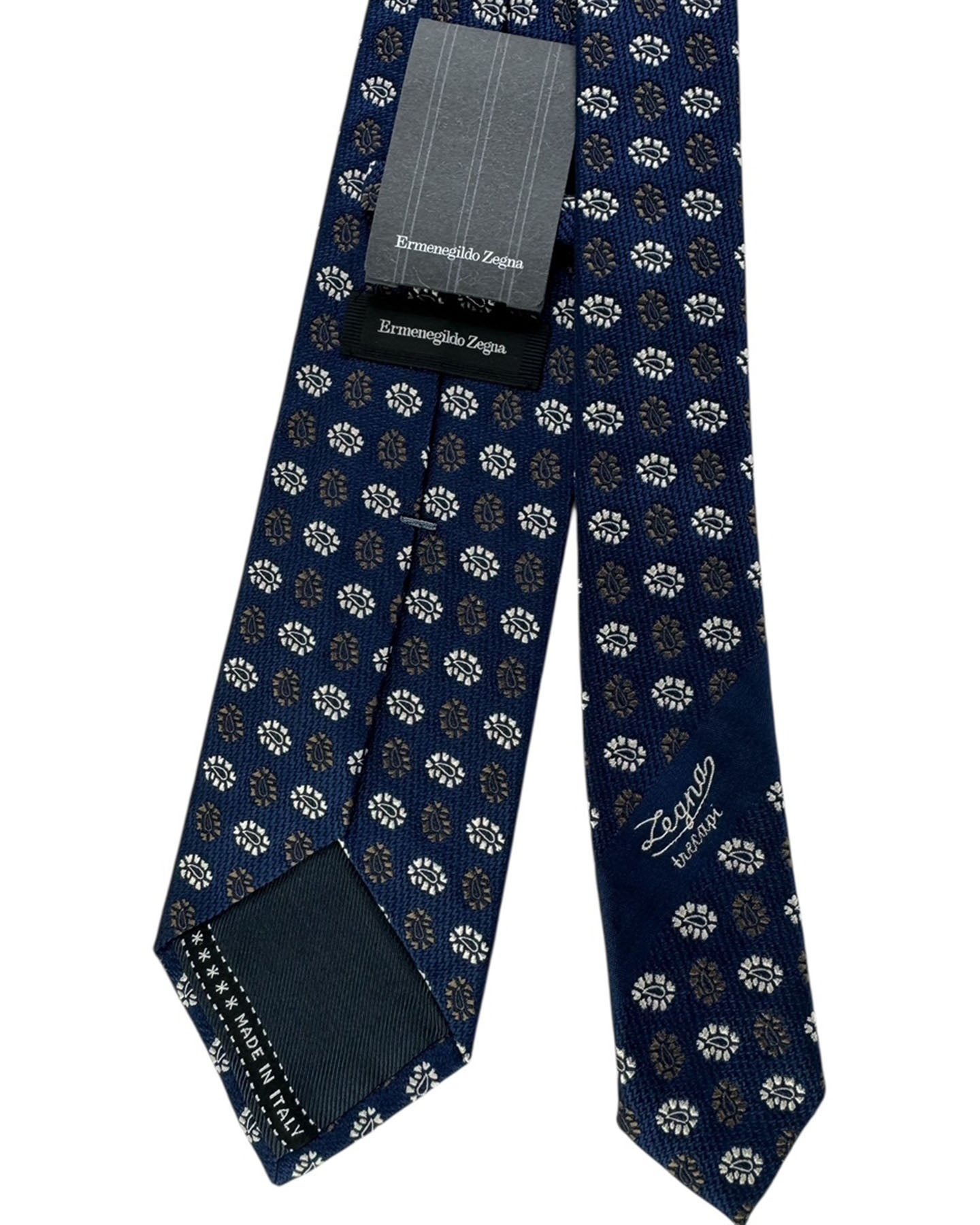 Ermenegildo Zegna Tie Midnight Blue Paisley - Zegna Trecapi