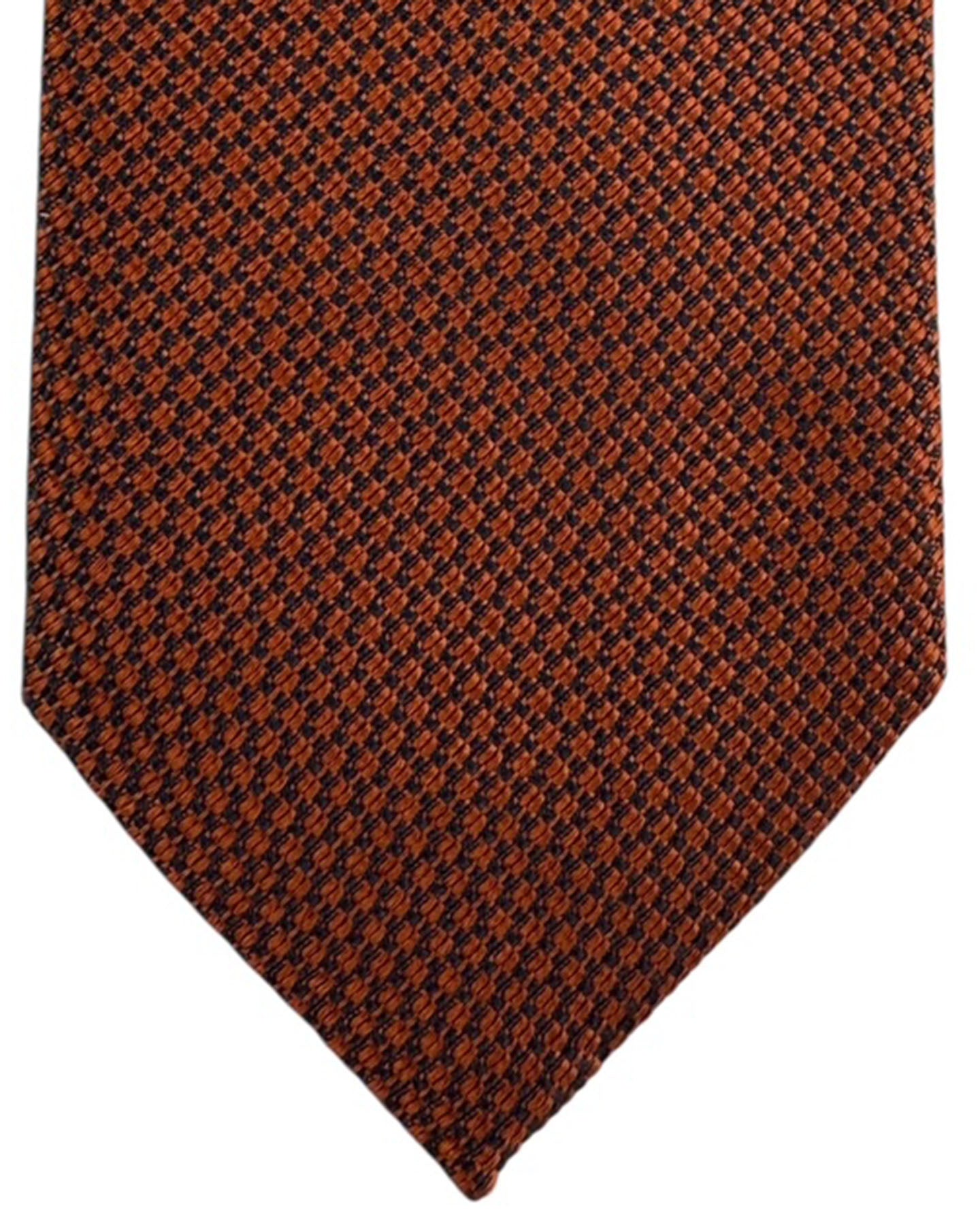 Ermenegildo Zegna Tie Rust Brown And Navy Houndstooth