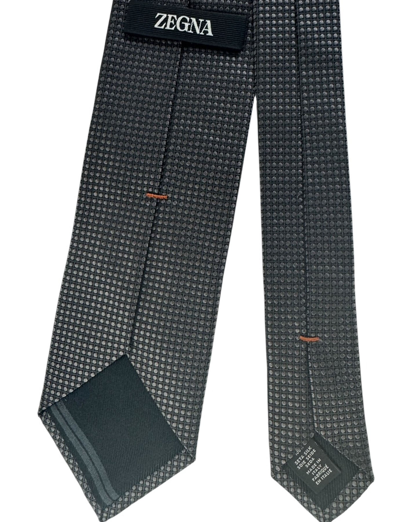 Ermenegildo Zegna Tie Gray Grid Dot