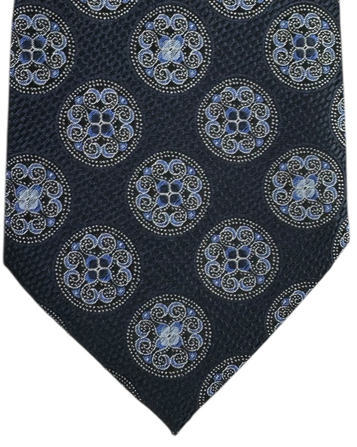
Zegna Silk Tie Navy Ornate Medallion Circles