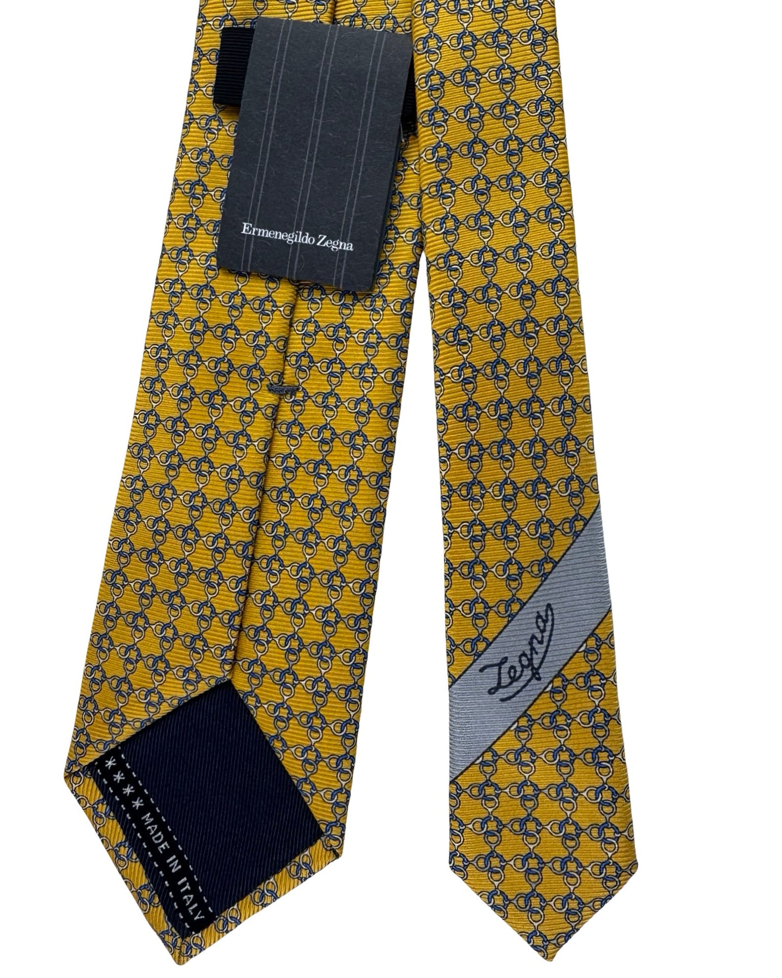 Ermenegildo Zegna Tie Orange Chain Link Pattern SALE