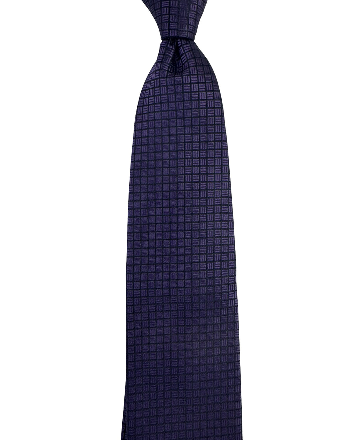 Zegna Tie Purple Black Grid Pattern