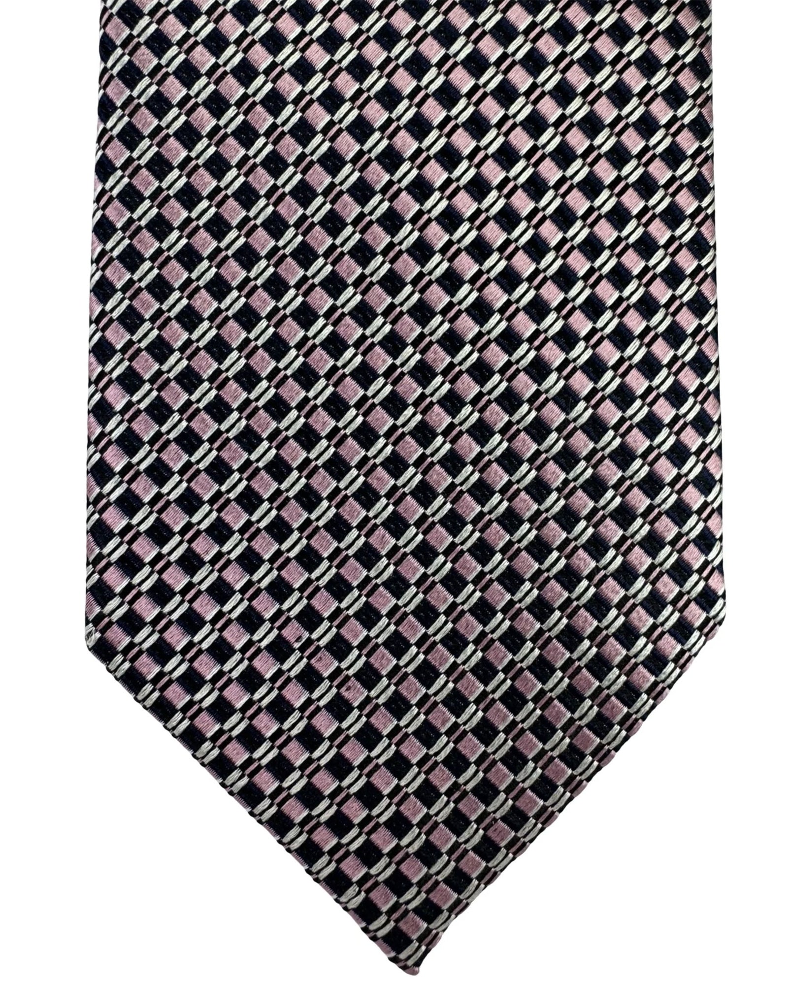 Ermenegildo Zegna Tie Dark Blue Pink Pattern
