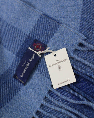 Ermenegildo Zegna Throw Blanket Blue Royal Blue Plaid