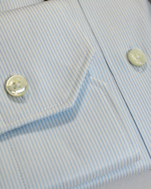Ermenegildo Zegna Dress Shirt White Blue Stripes 41 - 16