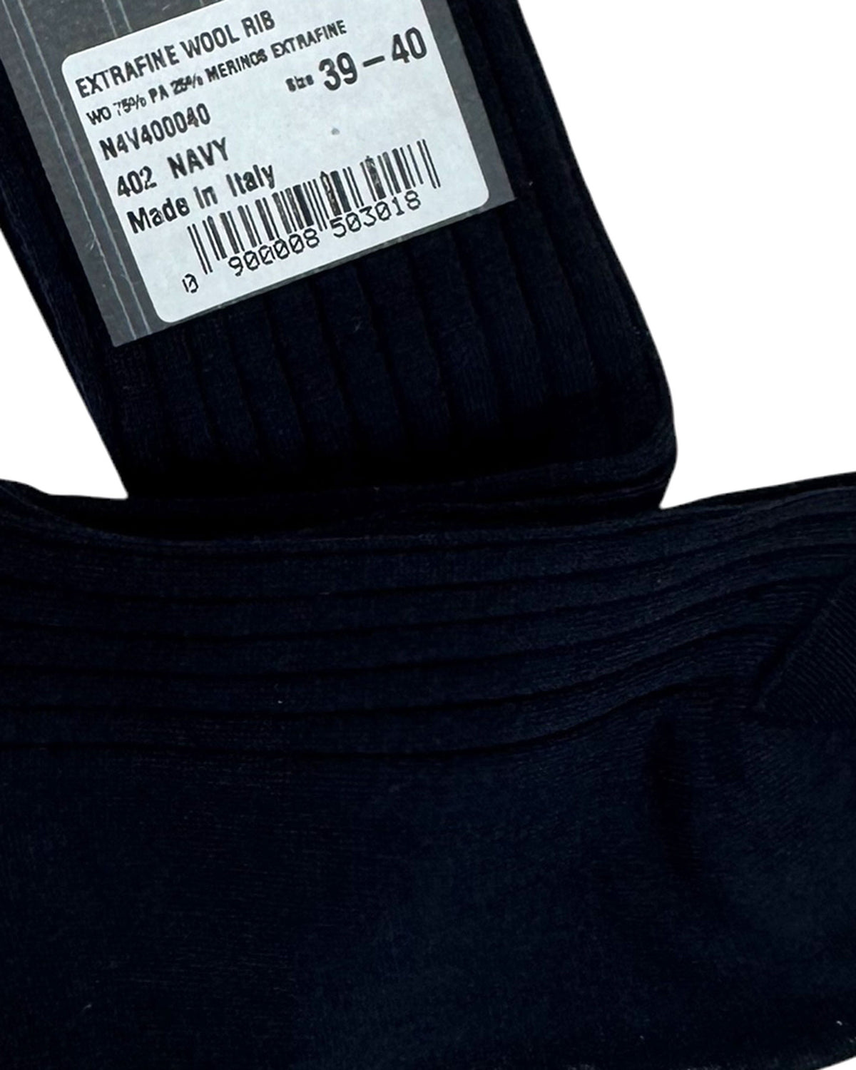 Ermenegildo Zegna Wool Socks Navy Solid Ribbed - Mid Calf EU 41 / US 9 SALE