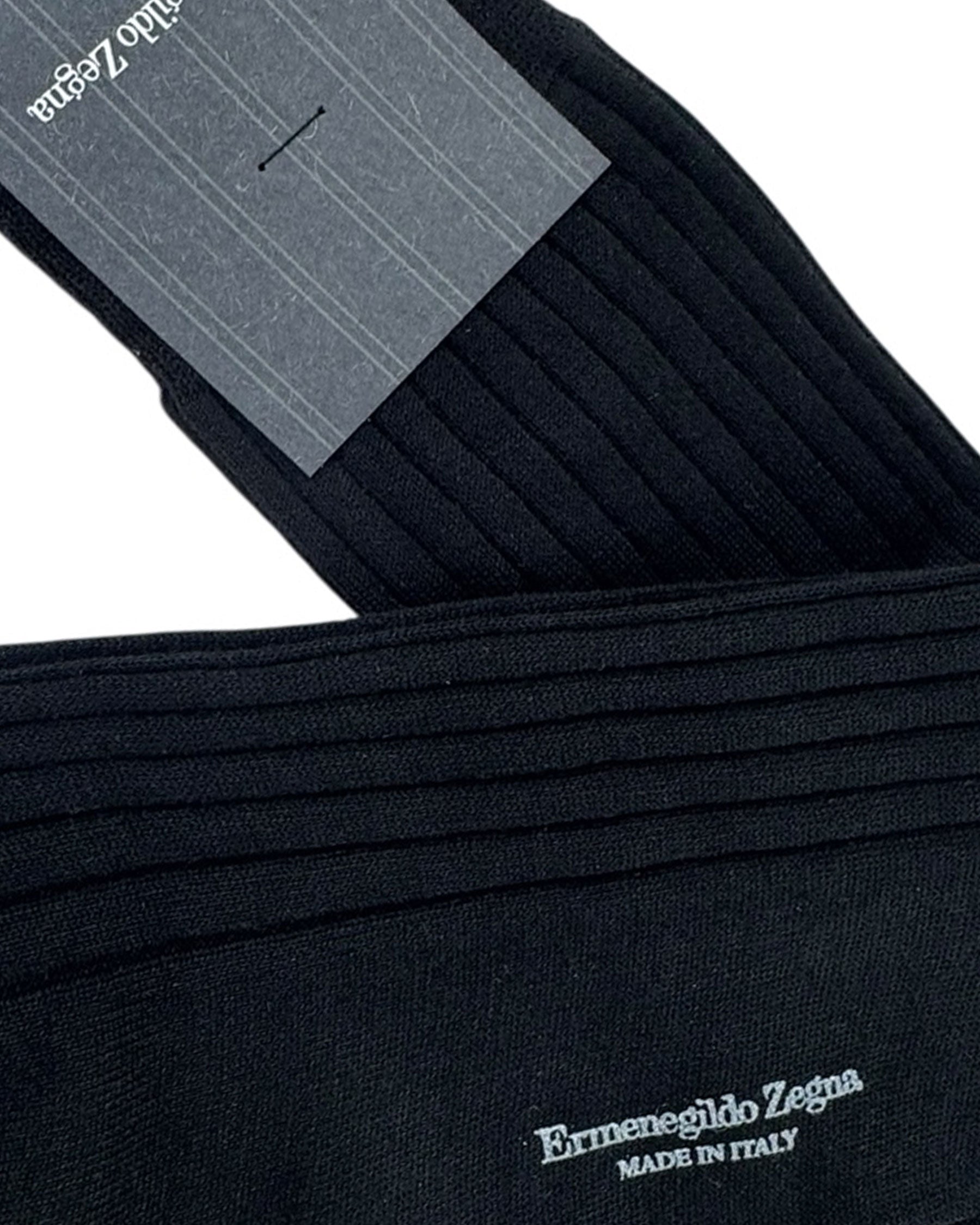 Ermenegildo Zegna Wool Socks Black - Mid Calf EUR 40 / US 7 1/2