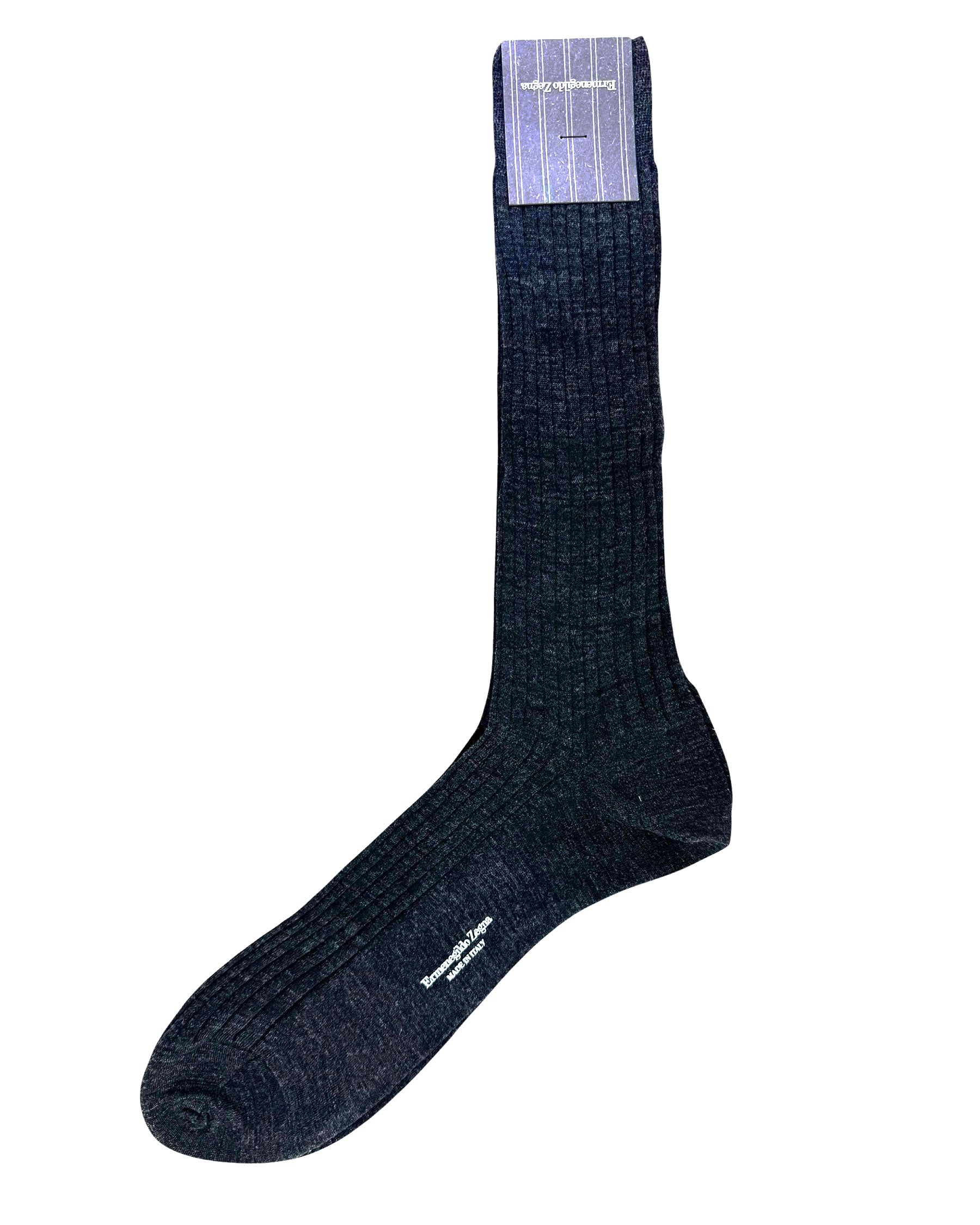 Ermenegildo Zegna Wool Socks Dark Gray - Mid Calf 