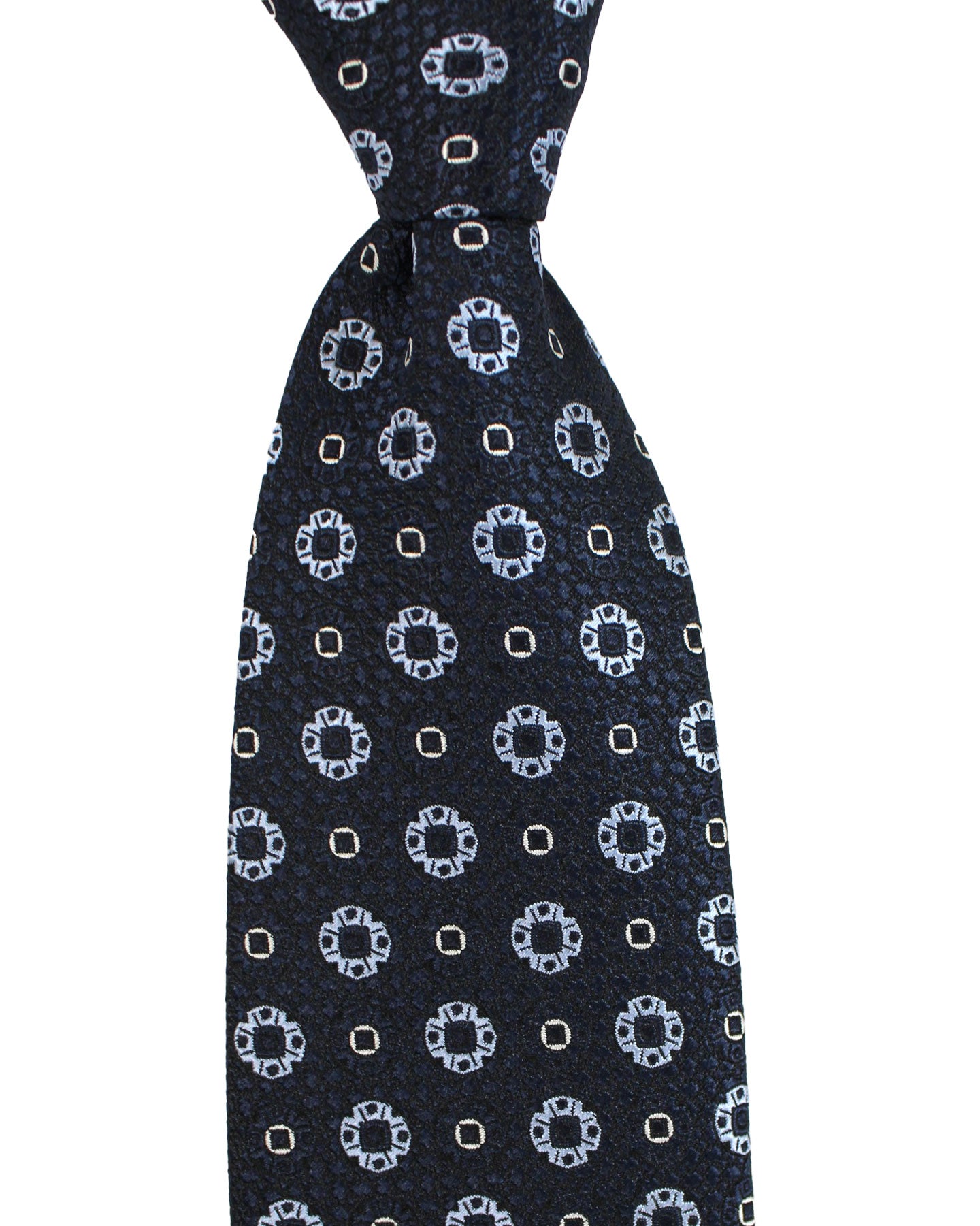 Ermenegildo Zegna Silk Tie Black Silver Geometric - Hand Made in Italy