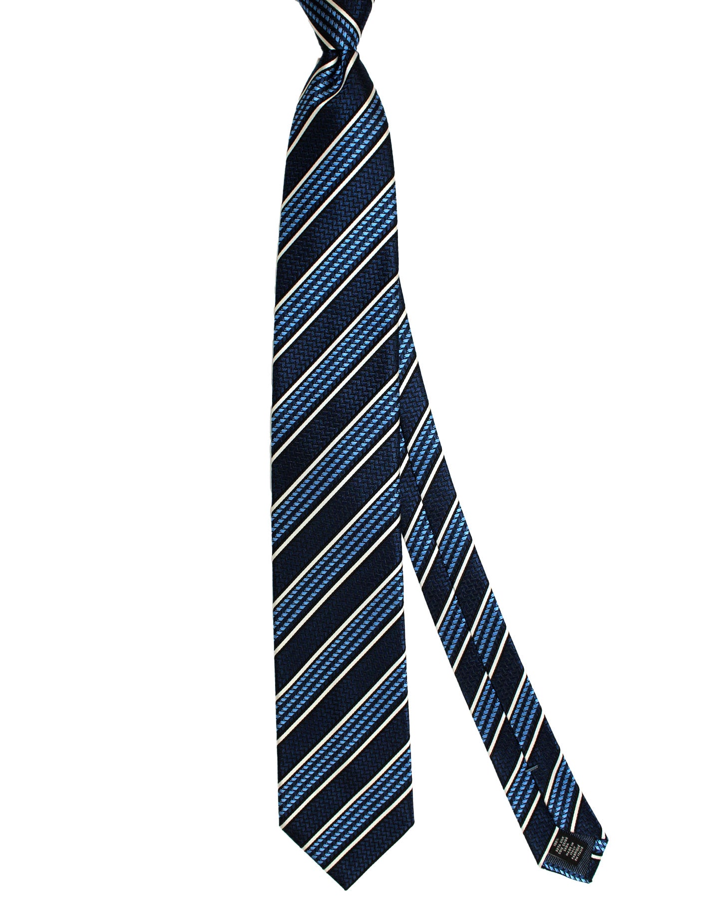 Ermenegildo Zegna Silk Tie Navy Blue Stripes - Hand Made in Italy