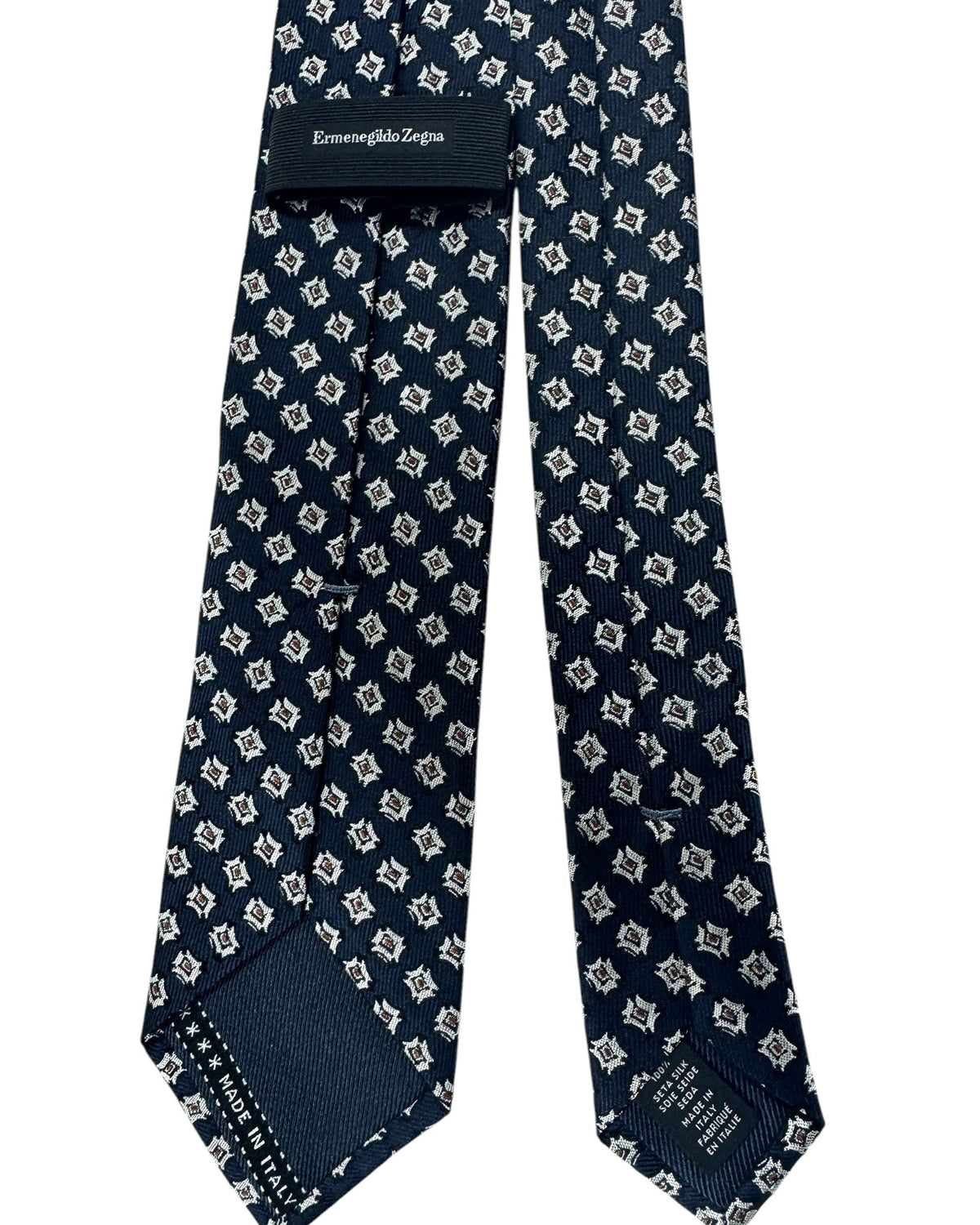 Ermenegildo Zegna Tie Midnight Blue Brown Silver SALE