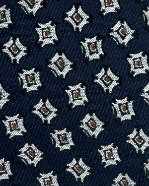 Ermenegildo Zegna Silk Tie Midnight Blue Brown Silver Design
