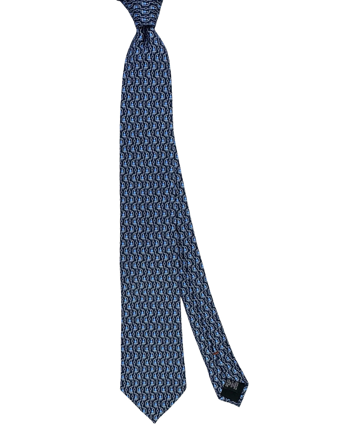 Zegna Silk Tie Navy Blue Ski Lift Novelty Design