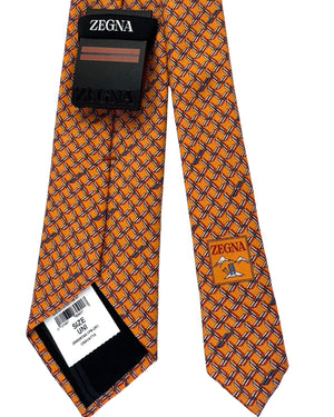 Zegna Silk Tie Orange Skis Novelty Design