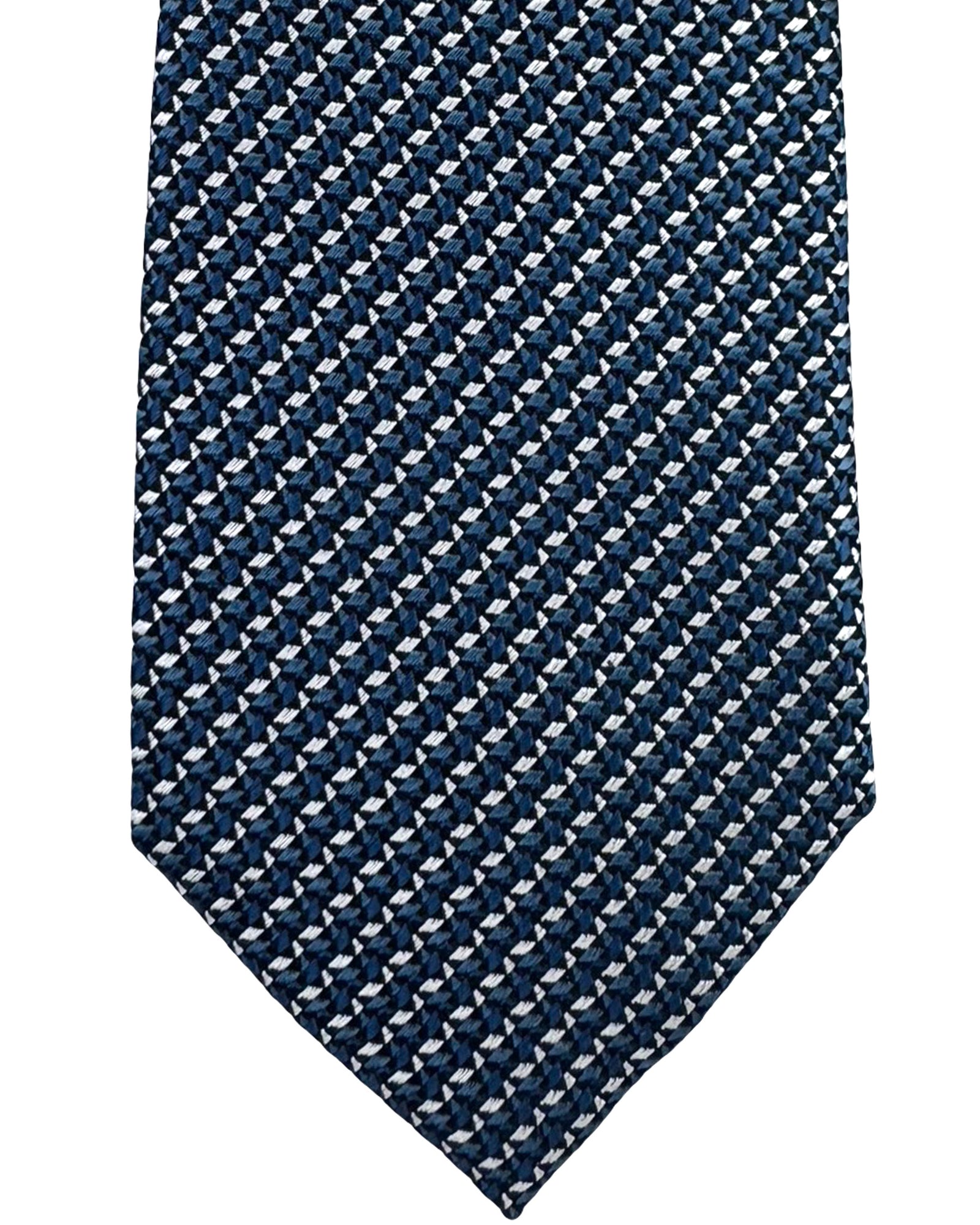 Ermenegildo Zegna Tie Teal Black Silver - Narrow Cut